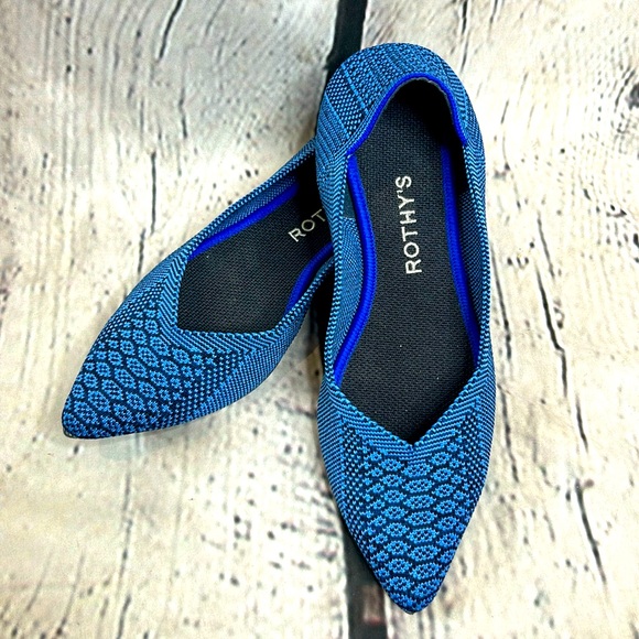 Rothy's Shoes - Rothy's RARE Lapis Blue Navy Python The Point Flats Size 7.5 Excellent Condition